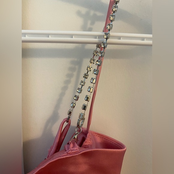 Garage Satin Pink Cami w/ Back Tie & Jewel Straps - Picture 2 of 4